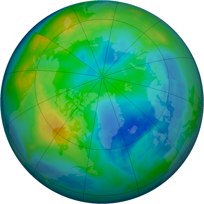 Arctic ozone map for 09 November 1983